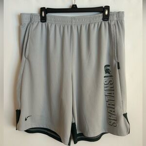 SPARTANS DRI-FIT LIGHT GREY AND GREEN DRAWSTRING WAIST MENS SPORT SHORTS XL